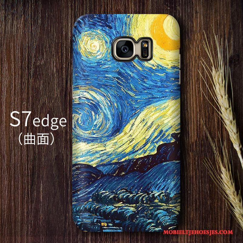 Samsung Galaxy S7 Edge Hoesje Hoge Kunst Telefoon Hard Sterrenhemel Geel