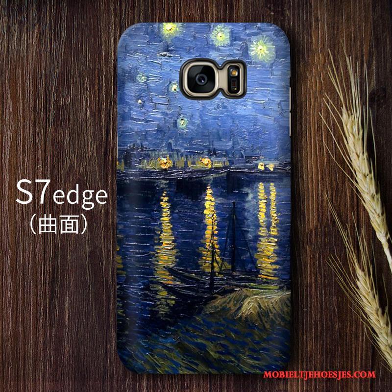Samsung Galaxy S7 Edge Hoesje Hoge Kunst Telefoon Hard Sterrenhemel Geel