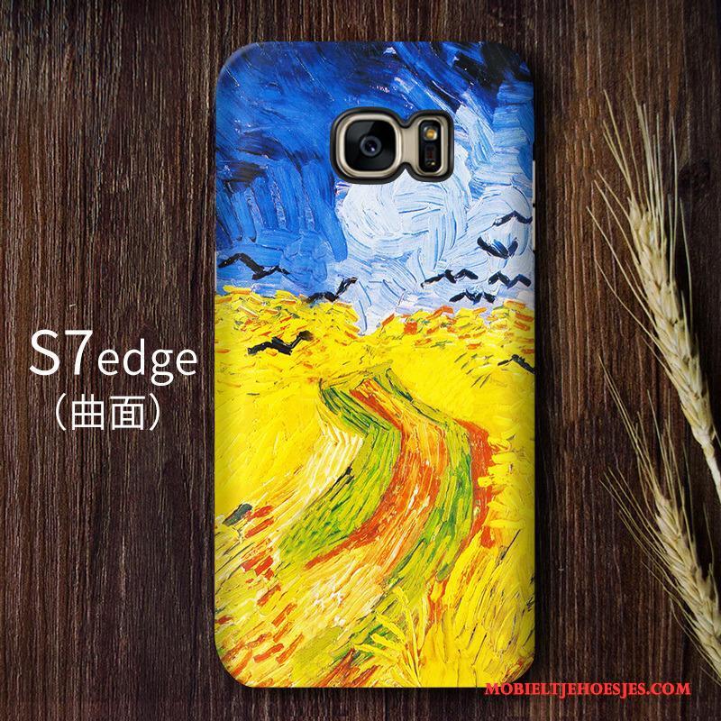 Samsung Galaxy S7 Edge Hoesje Hoge Kunst Telefoon Hard Sterrenhemel Geel