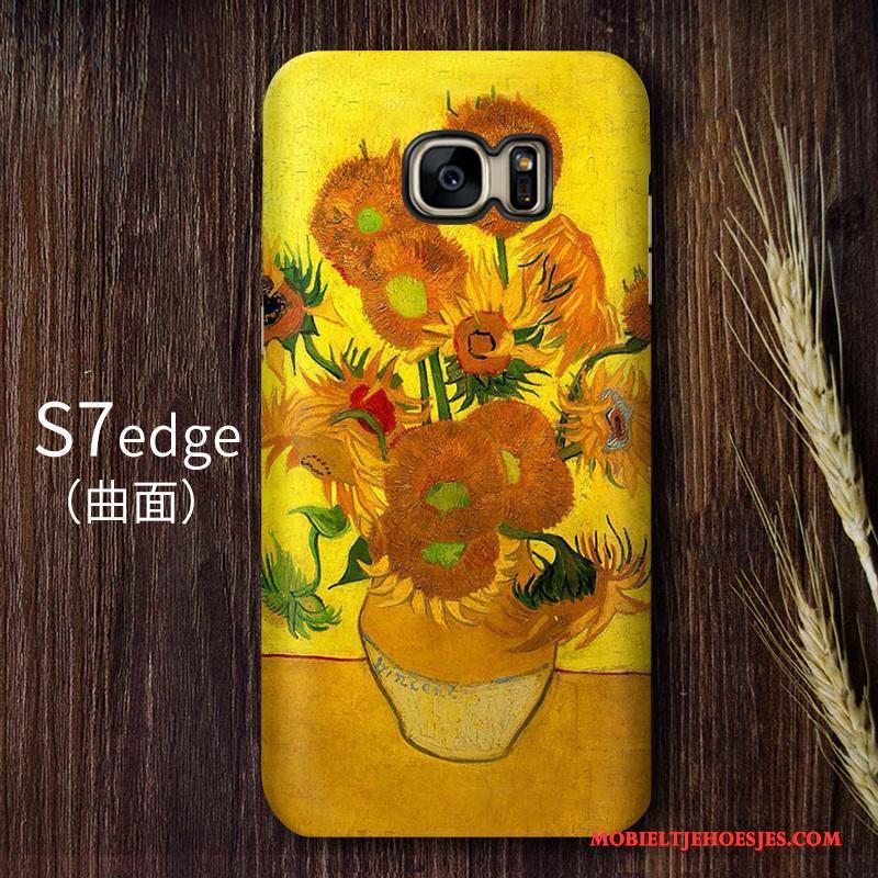 Samsung Galaxy S7 Edge Hoesje Hoge Kunst Telefoon Hard Sterrenhemel Geel