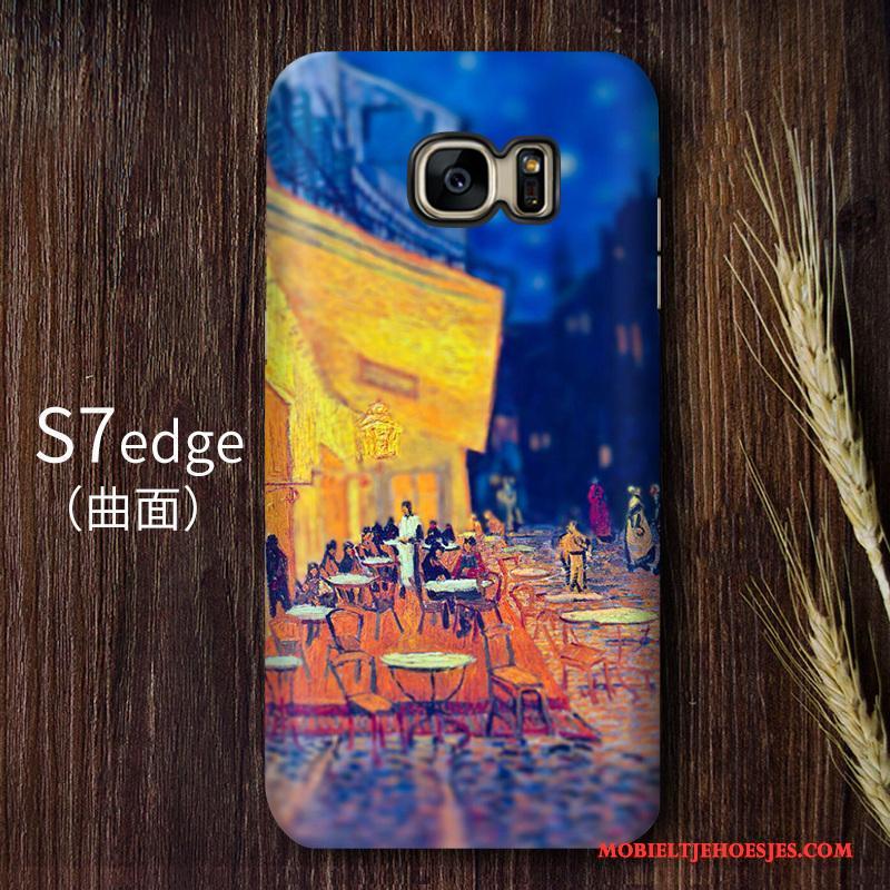 Samsung Galaxy S7 Edge Hoesje Hoge Kunst Telefoon Hard Sterrenhemel Geel