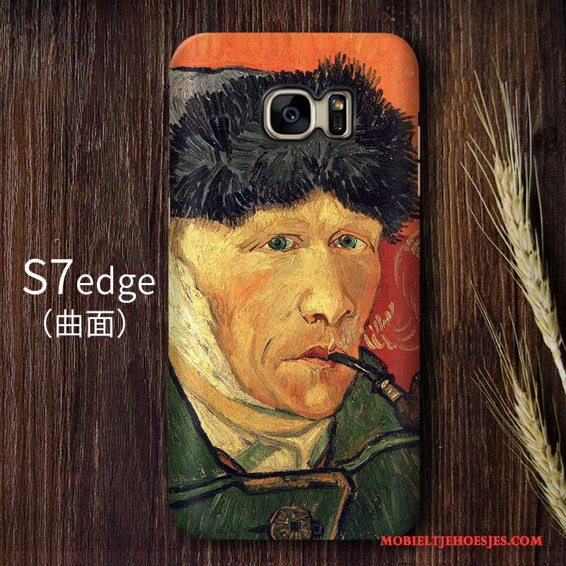 Samsung Galaxy S7 Edge Hoesje Hoge Kunst Telefoon Hard Sterrenhemel Geel