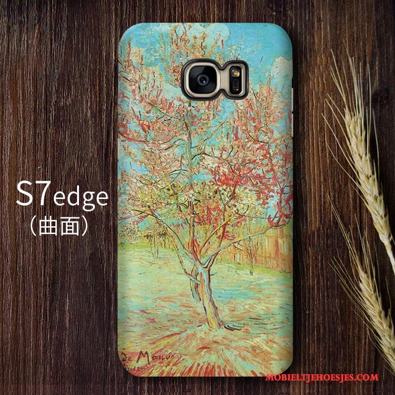 Samsung Galaxy S7 Edge Hoesje Hoge Kunst Telefoon Hard Sterrenhemel Geel