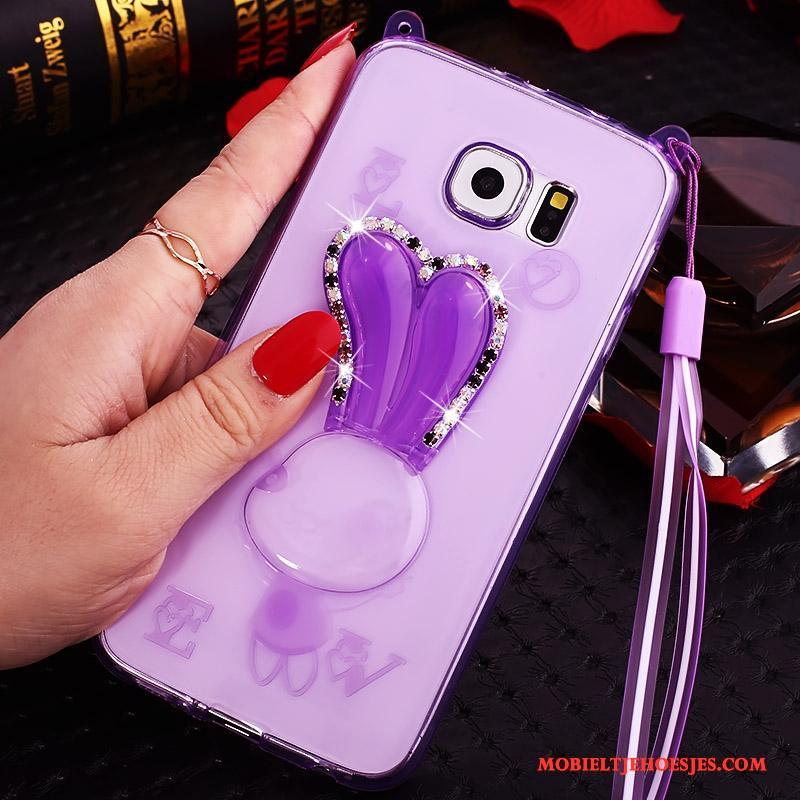 Samsung Galaxy S7 Edge Hoesje Purper Zacht Met Strass Hanger Bescherming Mobiele Telefoon Hoes