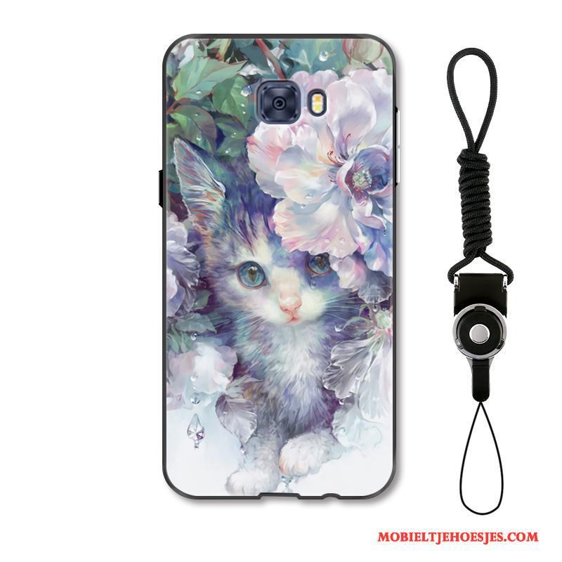 Samsung Galaxy S7 Edge Hoesje Telefoon Luxe Ster Bloemen Bescherming Wit Hanger