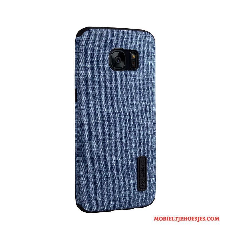 Samsung Galaxy S7 Edge Hoesje Telefoon Zacht Bescherming Blauw Doek Anti-fall Bedrijf