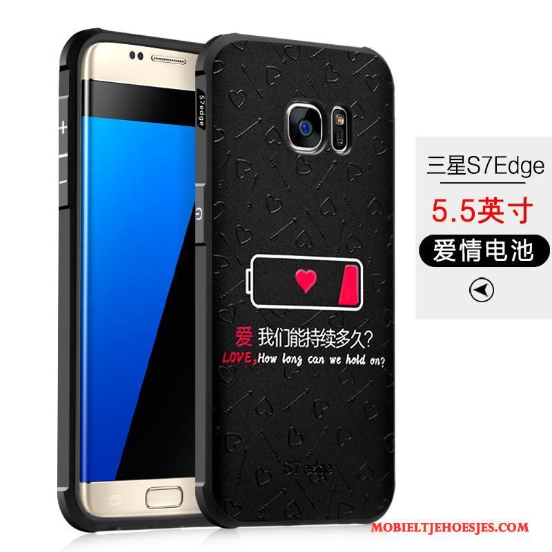 Samsung Galaxy S7 Edge Hoesje Telefoon Zwart Siliconen Ster Zacht Anti-fall Bescherming