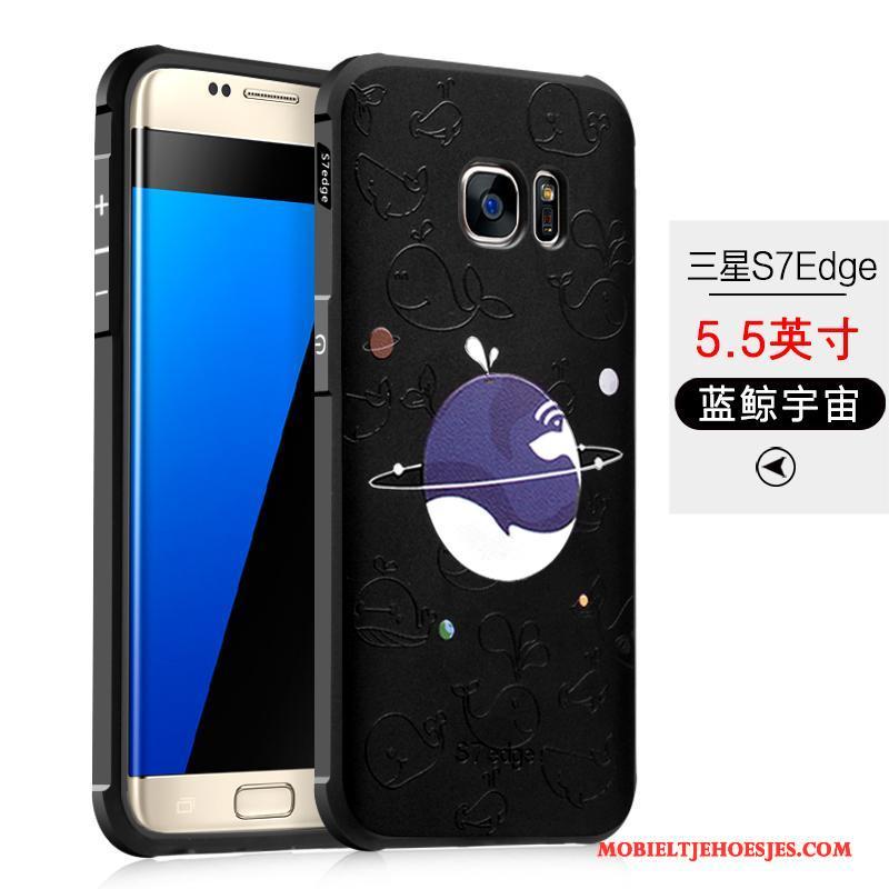 Samsung Galaxy S7 Edge Hoesje Telefoon Zwart Siliconen Ster Zacht Anti-fall Bescherming