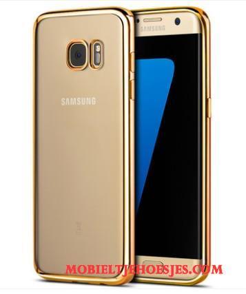 Samsung Galaxy S7 Edge Siliconen Hoes Hoesje Telefoon Anti-fall Bescherming Zilver Ster