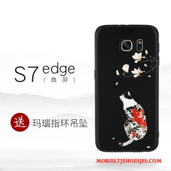 Samsung Galaxy S7 Edge Siliconen Hoes Zwart Hoesje Telefoon Persoonlijk Scheppend Ster