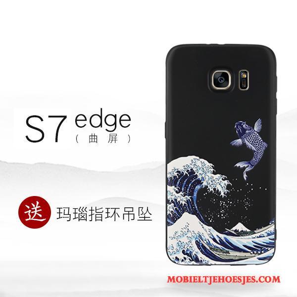 Samsung Galaxy S7 Edge Siliconen Hoes Zwart Hoesje Telefoon Persoonlijk Scheppend Ster