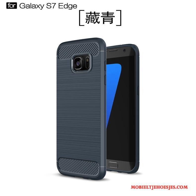 Samsung Galaxy S7 Edge Siliconen Zijde Zacht Hoesje Ster Zwart Bescherming