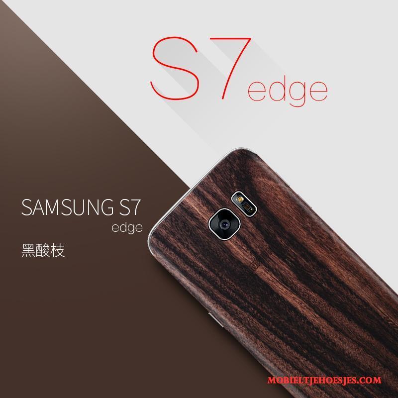 Samsung Galaxy S7 Edge Ster Hoes Hoesje Telefoon Dun Bescherming Massief Hout Tas