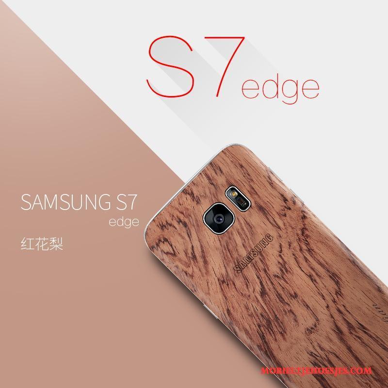 Samsung Galaxy S7 Edge Ster Hoes Hoesje Telefoon Dun Bescherming Massief Hout Tas