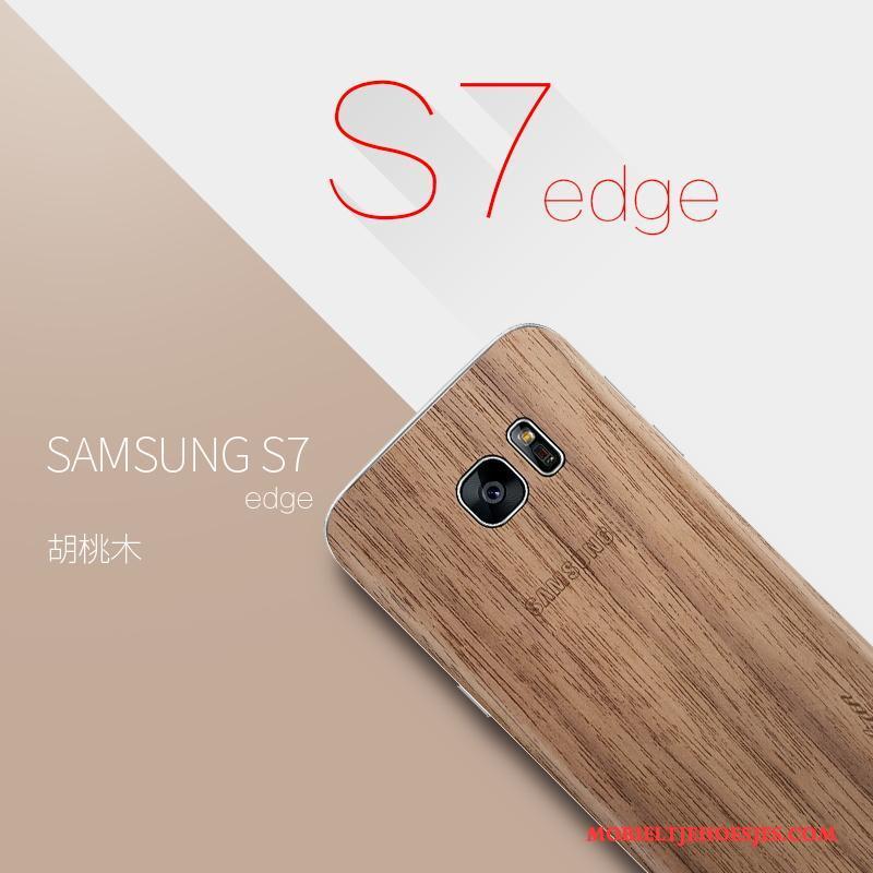 Samsung Galaxy S7 Edge Ster Hoes Hoesje Telefoon Dun Bescherming Massief Hout Tas