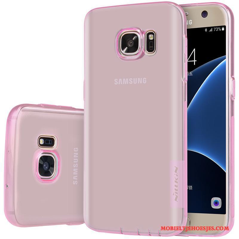 Samsung Galaxy S7 Hoesje Doorzichtig Siliconen Roze Mobiele Telefoon Hoes Zacht Dun