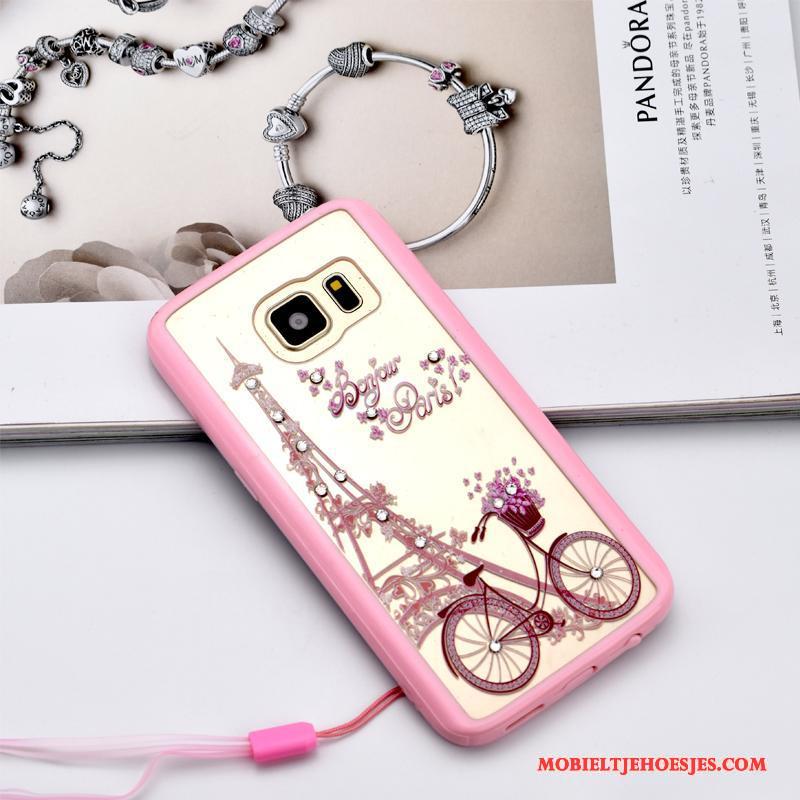 Samsung Galaxy S7 Hoesje Hanger Anti-fall Mobiele Telefoon Roze Met Strass Ster Bescherming