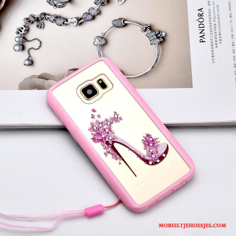 Samsung Galaxy S7 Hoesje Hanger Anti-fall Mobiele Telefoon Roze Met Strass Ster Bescherming