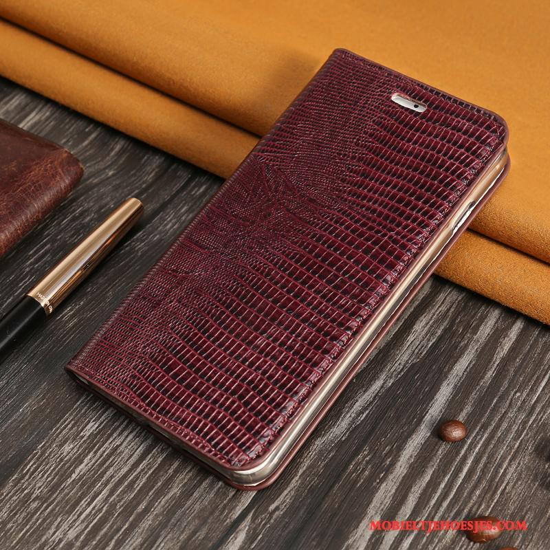 Samsung Galaxy S7 Rood Hard Patroon Echt Leer Folio Hoesje Bedrijf