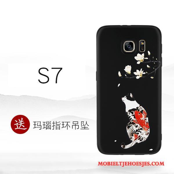 Samsung Galaxy S7 Siliconen Scheppend Hoes Persoonlijk Hoesje Telefoon Zwart Ster