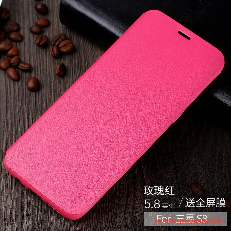 Samsung Galaxy S8 Anti-fall Leren Etui Rood Mobiele Telefoon Hoesje Ster Telefoon