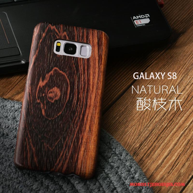 Samsung Galaxy S8+ Bescherming Hoesje Dun Telefoon Massief Hout Zwart Ster