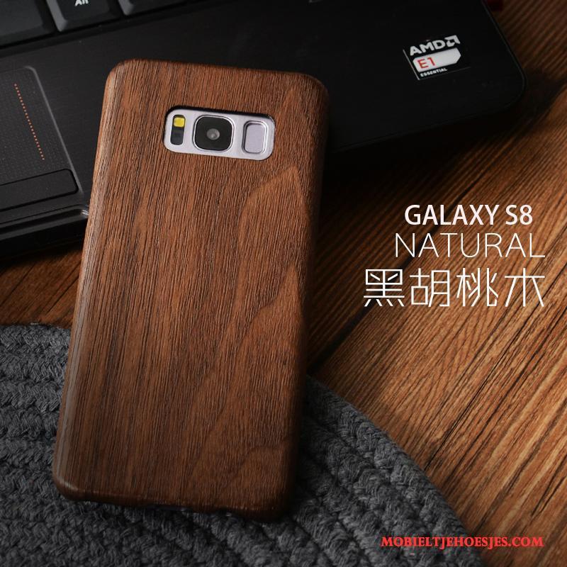 Samsung Galaxy S8+ Bescherming Hoesje Dun Telefoon Massief Hout Zwart Ster