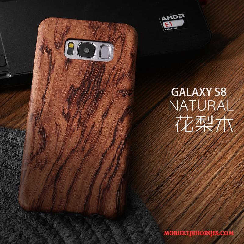 Samsung Galaxy S8+ Bescherming Hoesje Dun Telefoon Massief Hout Zwart Ster