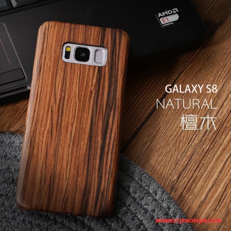 Samsung Galaxy S8+ Bescherming Hoesje Dun Telefoon Massief Hout Zwart Ster