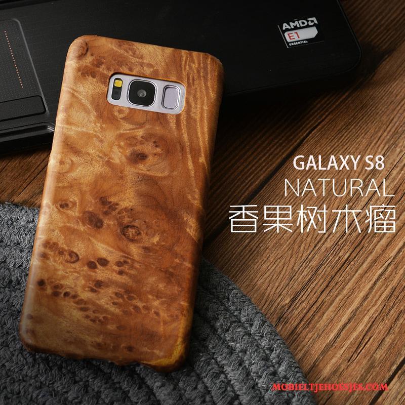 Samsung Galaxy S8+ Bescherming Hoesje Dun Telefoon Massief Hout Zwart Ster