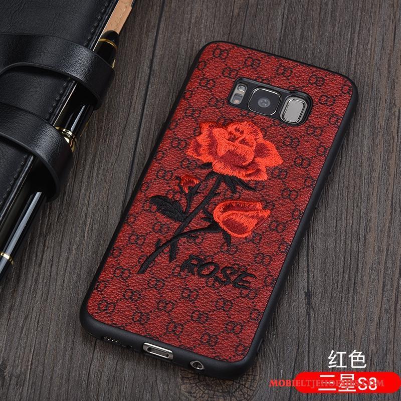 Samsung Galaxy S8 Chinese Stijl Bescherming Leer Bloemen Roze All Inclusive Hoesje