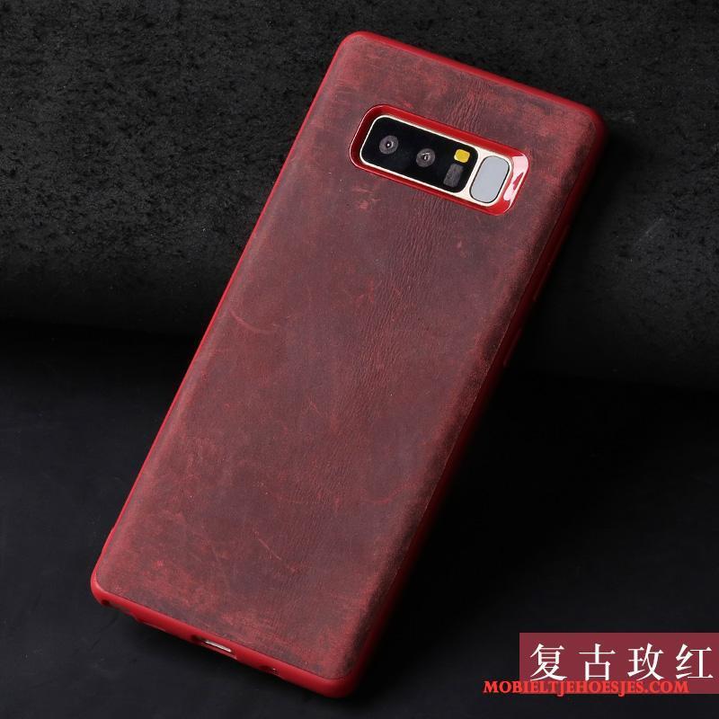 Samsung Galaxy S8+ Donkergroen Hoes Ster Hoesje Telefoon Echt Leer Vintage Trendy Merk