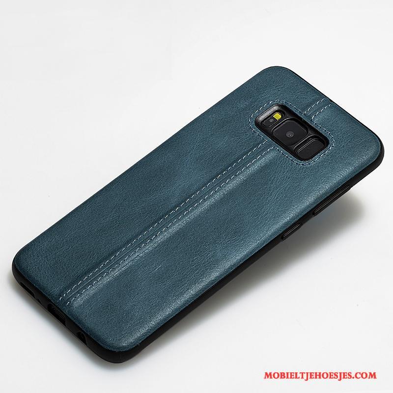 Samsung Galaxy S8+ Echt Leer Zwart Ster Hoesje Telefoon Leren Etui Siliconen Bescherming