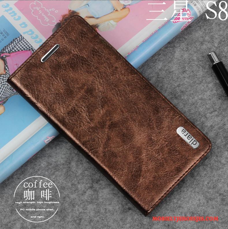 Samsung Galaxy S8 Folio Leren Etui Zacht Rood Anti-fall Ster Hoesje