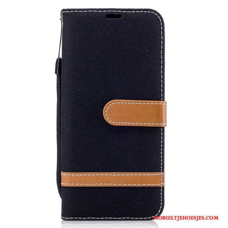 Samsung Galaxy S8+ Hoesje Folio Leren Etui Ster Bescherming Grijs Denim Mobiele Telefoon