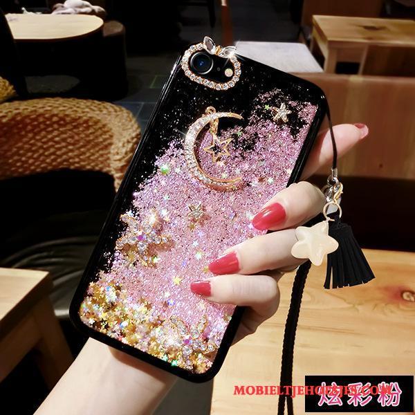 Samsung Galaxy S8+ Hoesje Hanger Hoes Purper Vloeistof Bescherming Drijfzand Met Strass