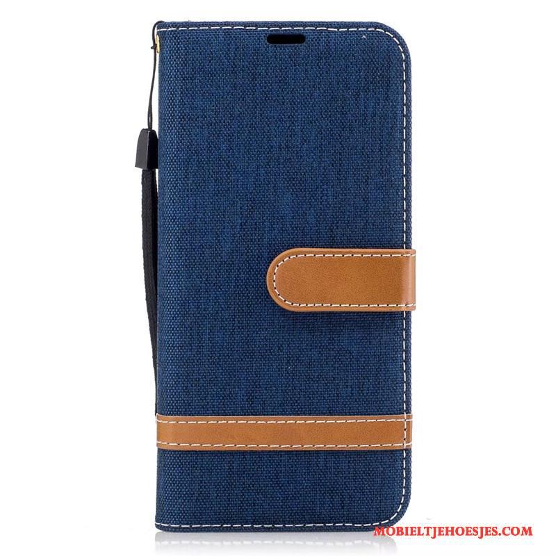 Samsung Galaxy S8 Hoesje Leren Etui Khaki Folio Portemonnee Ster Hoes Denim