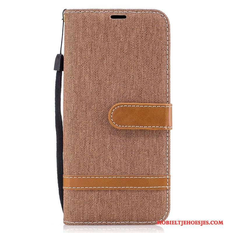 Samsung Galaxy S8 Hoesje Leren Etui Khaki Folio Portemonnee Ster Hoes Denim