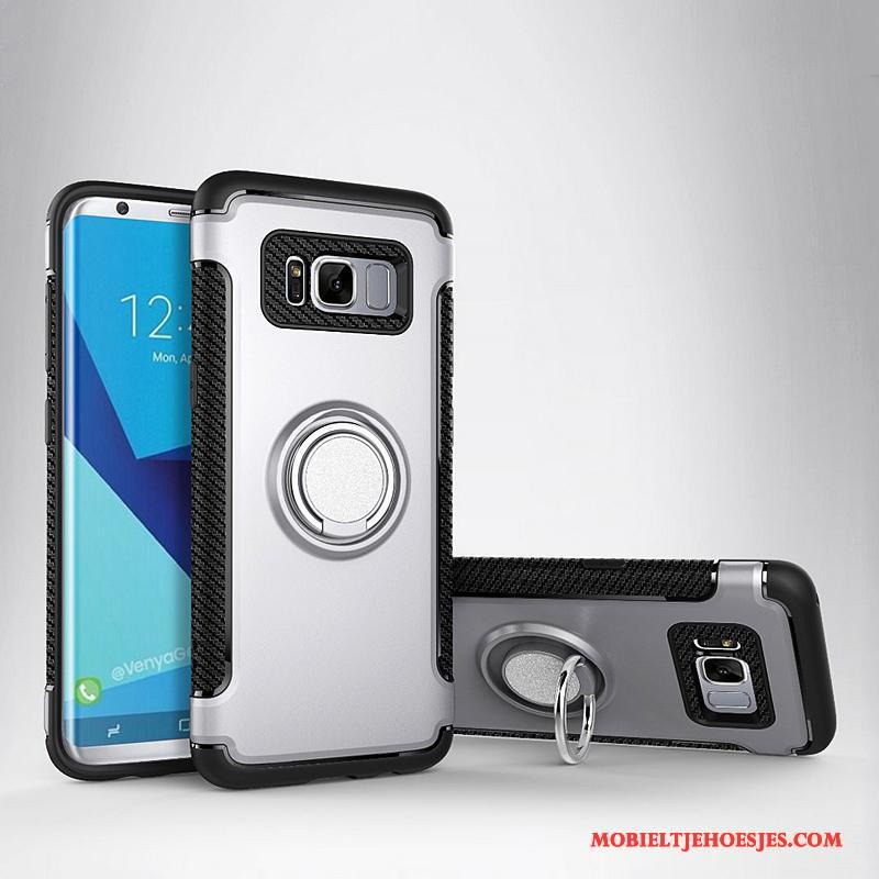 Samsung Galaxy S8+ Hoesje Ster Auto Blauw Anti-fall Ring Bescherming Leren Etui