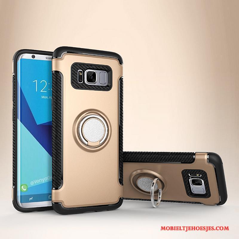 Samsung Galaxy S8+ Hoesje Ster Auto Blauw Anti-fall Ring Bescherming Leren Etui