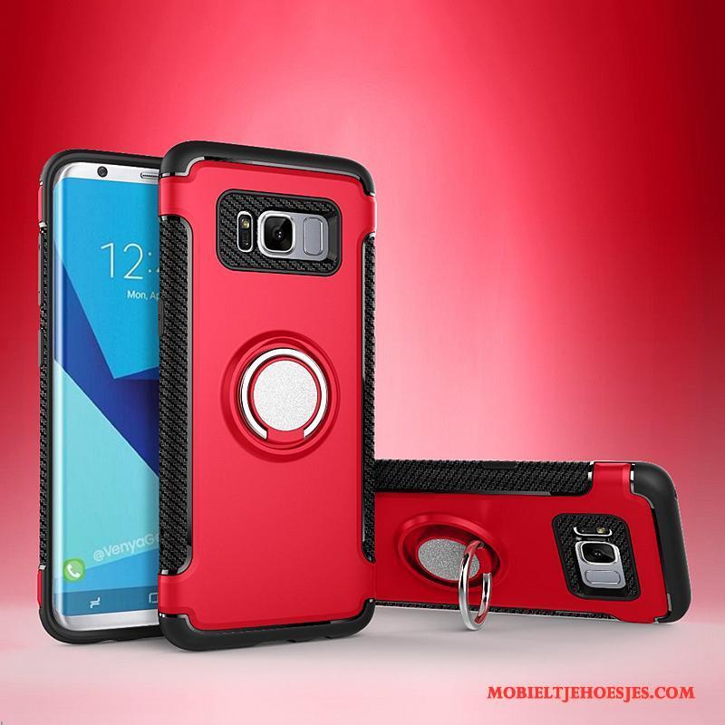 Samsung Galaxy S8+ Hoesje Ster Auto Blauw Anti-fall Ring Bescherming Leren Etui