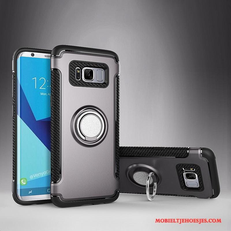 Samsung Galaxy S8+ Hoesje Ster Auto Blauw Anti-fall Ring Bescherming Leren Etui