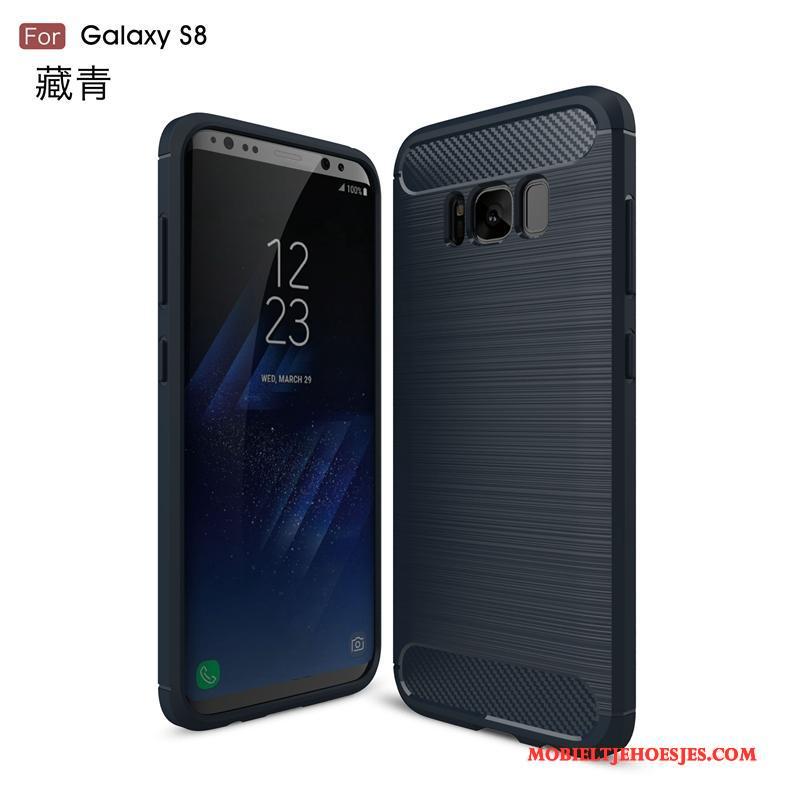 Samsung Galaxy S8 Hoesje Telefoon Anti-fall Grijs Fiber Siliconen Patroon Zijde