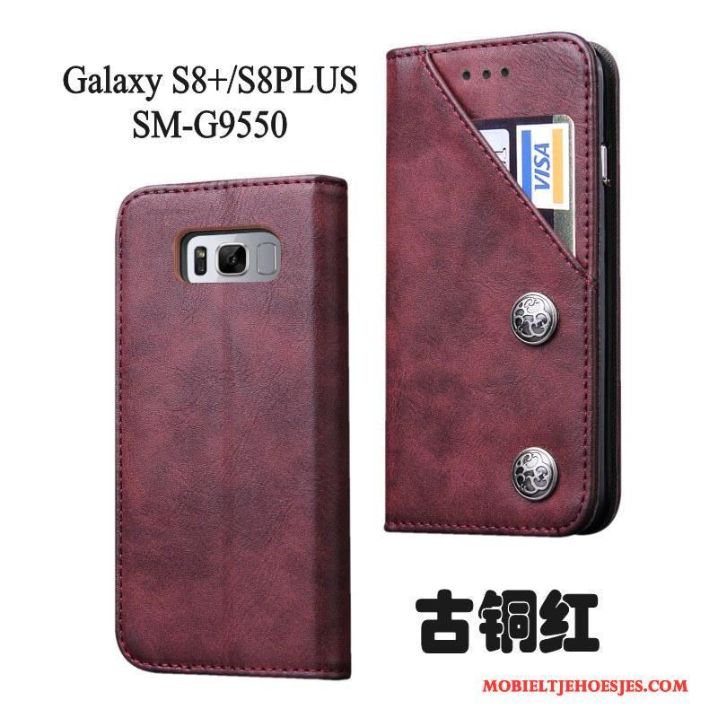 Samsung Galaxy S8+ Leren Etui Bescherming Hoesje Telefoon Anti-fall Zacht Siliconen Rood