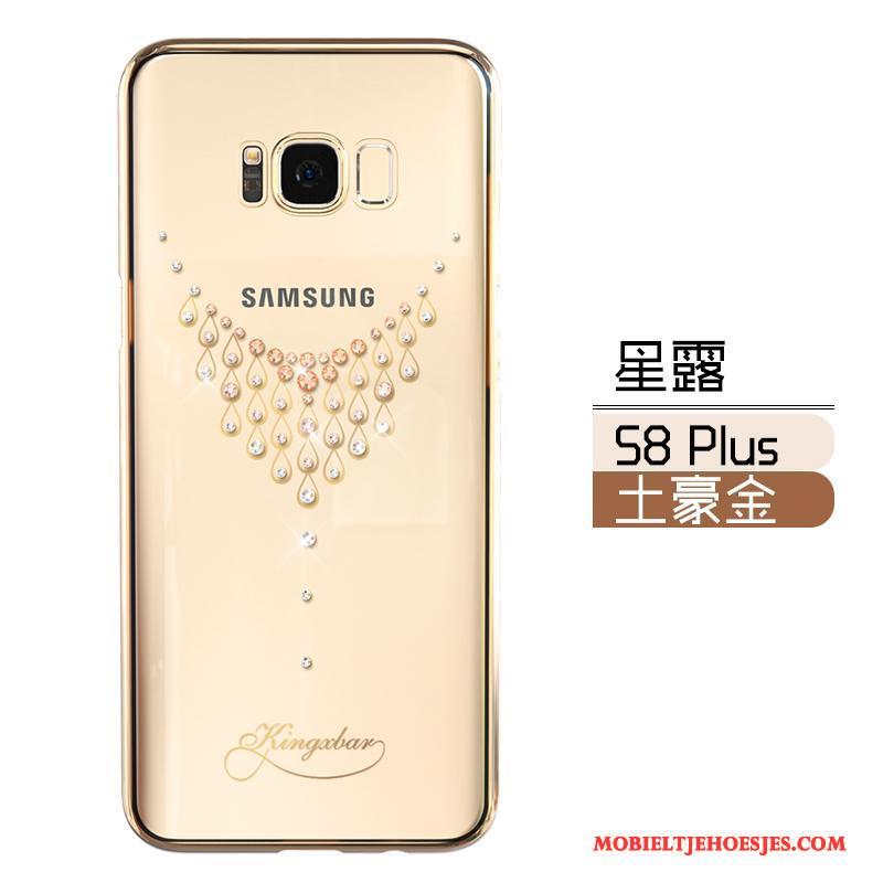 Samsung Galaxy S8+ Luxe Hoesje Telefoon Met Strass Goud Ster Trendy Merk Anti-fall