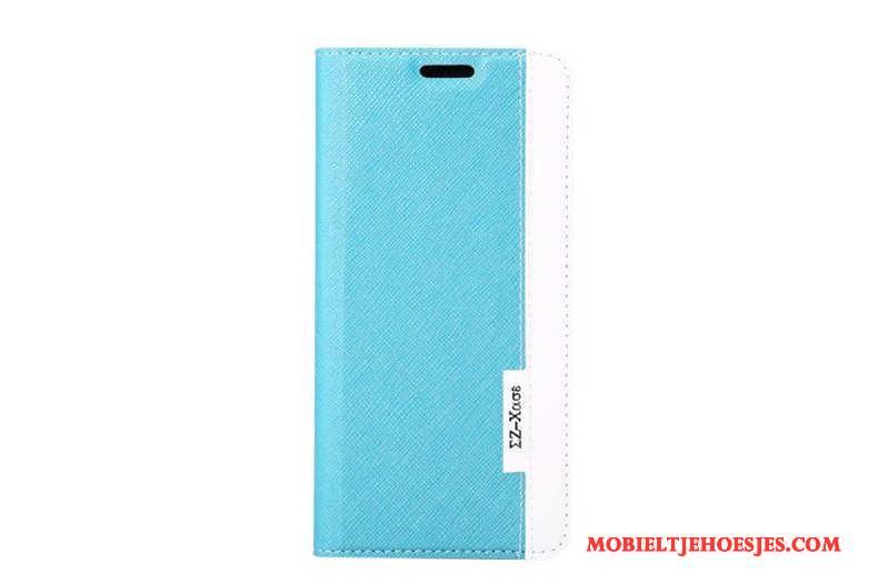 Samsung Galaxy S8 Mobiele Telefoon Hoesje Telefoon Bescherming Herringbone Leren Etui Lichtblauw Ster