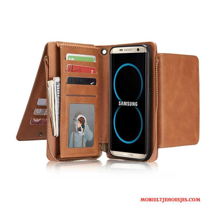Samsung Galaxy S8 Portemonnee Zwart Hoesje Telefoon Tas Ster Bescherming Mobiele Telefoon