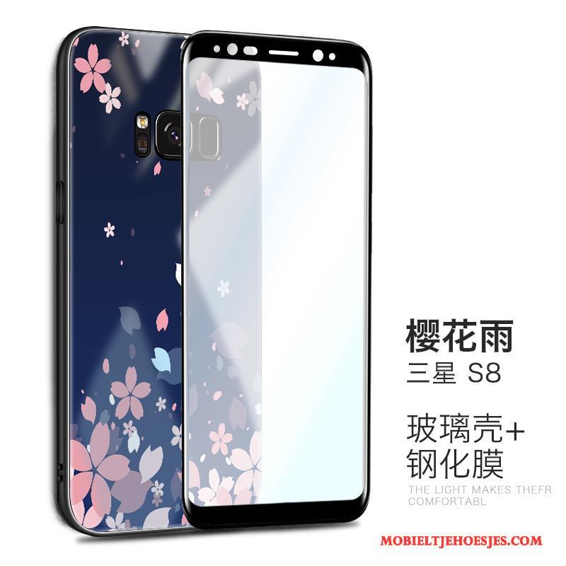 Samsung Galaxy S8 Purper Ster Trend Hoes Scheppend Glas Hoesje Telefoon