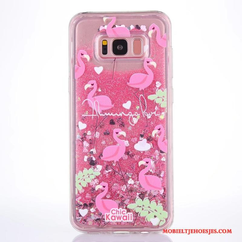 Samsung Galaxy S8+ Roze Bescherming Trend Hoesje Telefoon Vloeistof Ster Spotprent