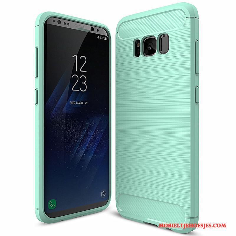 Samsung Galaxy S8 Siliconen Fiber Bescherming Donkerblauw Zacht Hoes Hoesje Telefoon